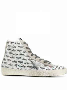 Sequin Hi-top Sneakers In White