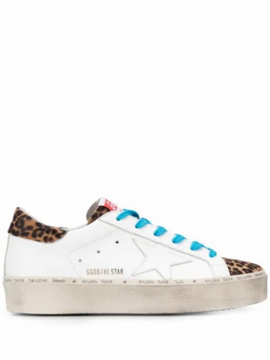 Hi Star Leather & Leopard Platform Sneakers In White/leopard