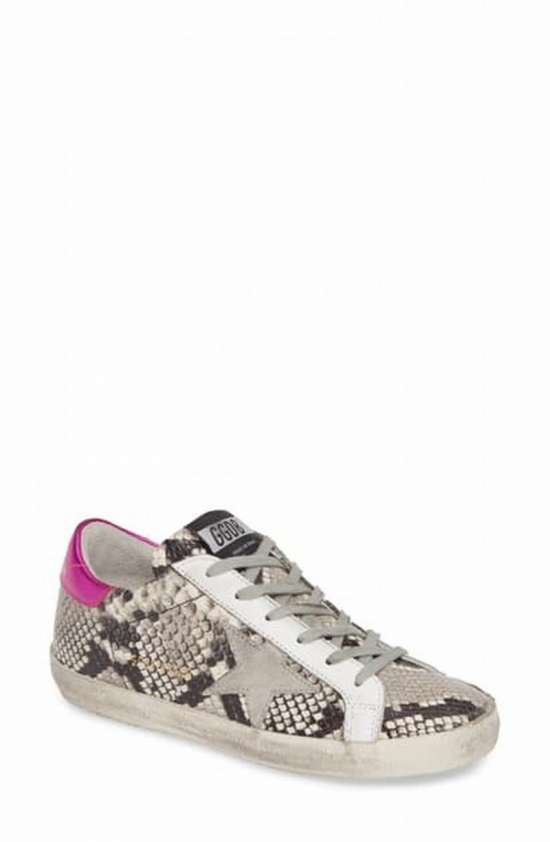 Superstar Snake-effect Sneakers In Beige,grey