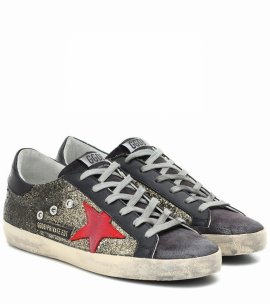 Superstar Glitter Sneakers In Myt-black Gold Glitter-red Sta