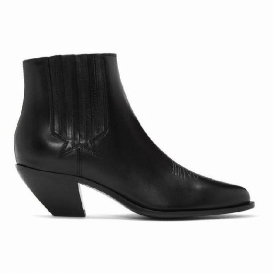 Sunset Leather Ankle Boots In Black