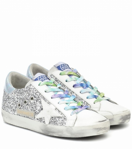 Superstar Glitter Sneakers In Silver Glitter-iridescent