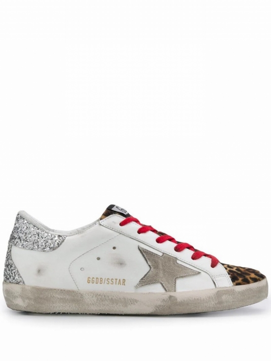 Superstar Distressed Leopard-print Calf Hair, Leather And Suede Sneakers In White