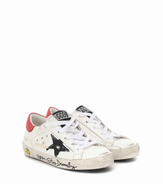 Kids' Superstar Distressed Lace-up Trainers In Cream