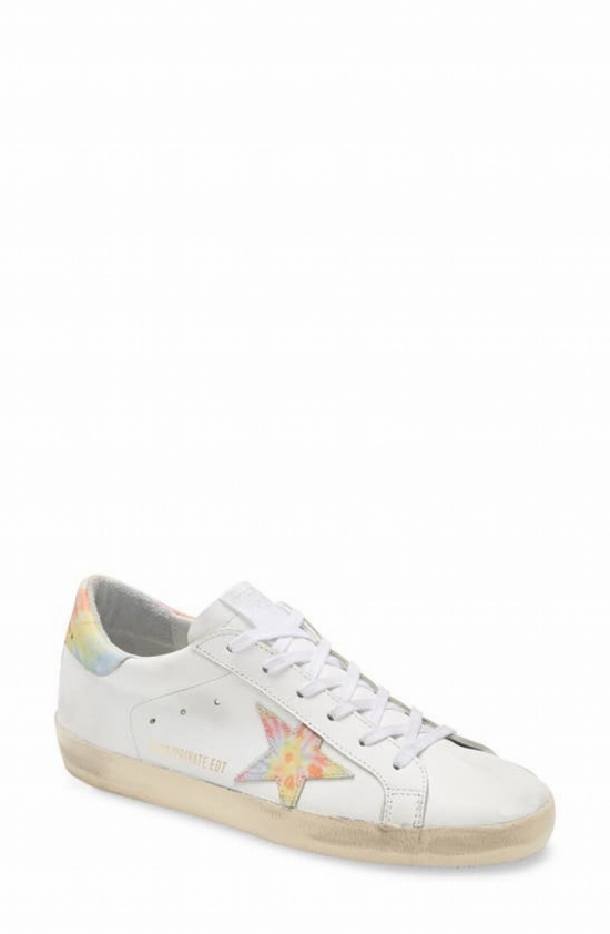 Super-star Tie Dye Low Top Sneaker In White Leather