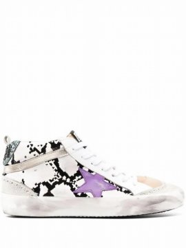 Mid Star Snake-effect Sneakers In White/black