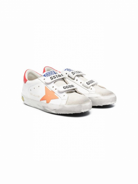 Kids' White / Red / Orange Leather Superstar In White/orange