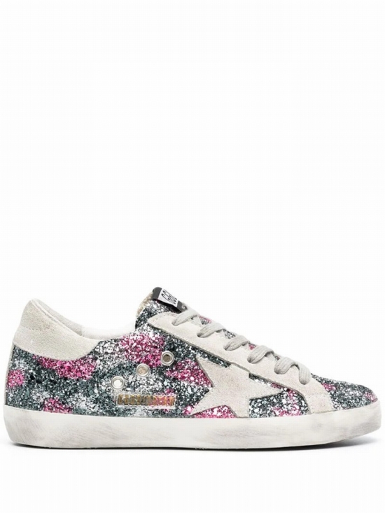 Super-star Glitter-effect Sneakers In Multicolor