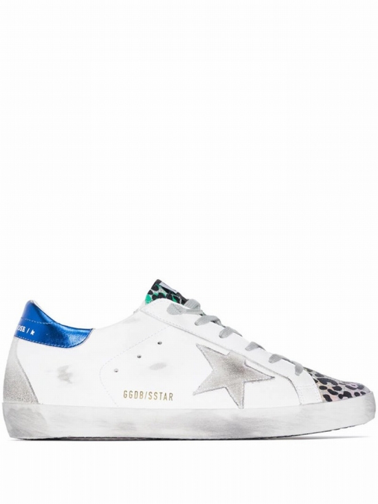 Super-star Leather Upper Suede Star Leopard Print Toe In White