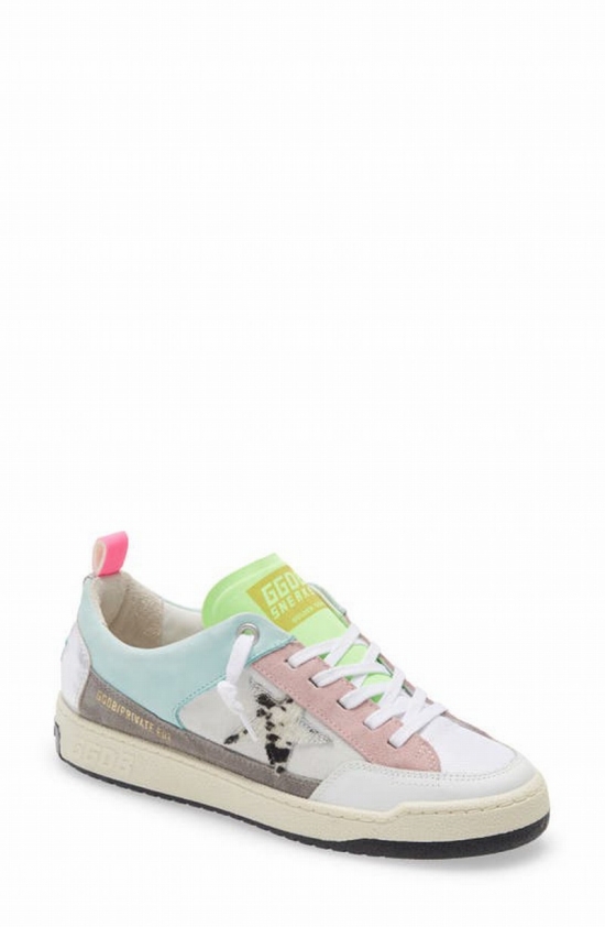 Yeah! Genuine Calf Hair Sneaker In Mint Leather And White