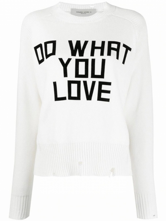 Delilah Slogan-intarsia Jumper In White