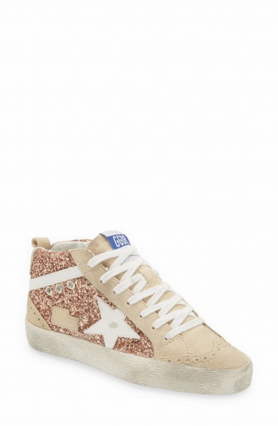 Deluxe Brand Women's Mid Star Glitter Mid Top Sneakers In Rose Gold Glitter