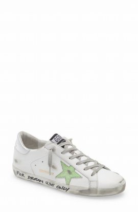 Super-star Sneaker In White Leather/ Distressed Fluo