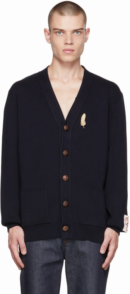 Daniel Cardigan With Decorative Brooch In Blue