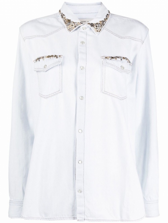 Stud-embellished Shirt In Blue