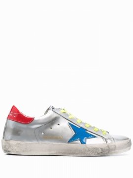 Super-star Metallic-effect Sneakers In Silber