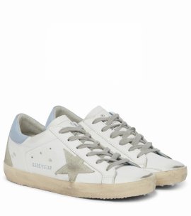 Superstar Leather Sneakers In White/ice/powder Blue