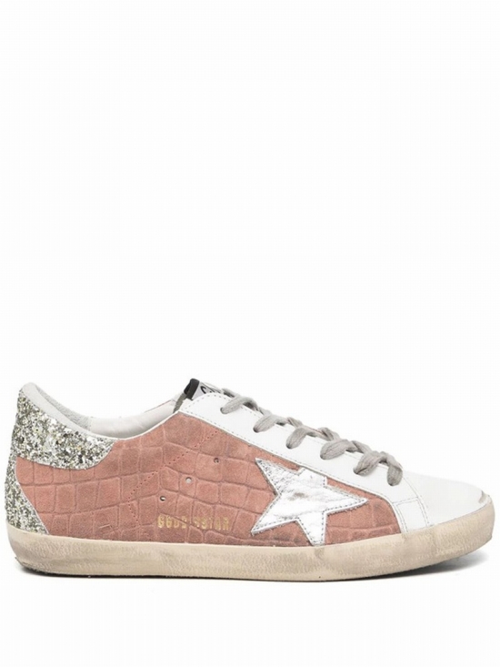 Superstar Suede-croco Glitter Sneakers In Red