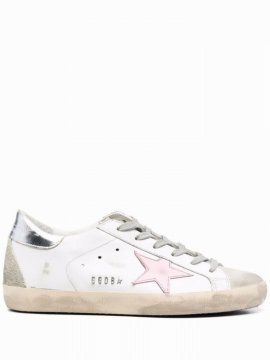 Super-star White And Pink Sneakers In Silver