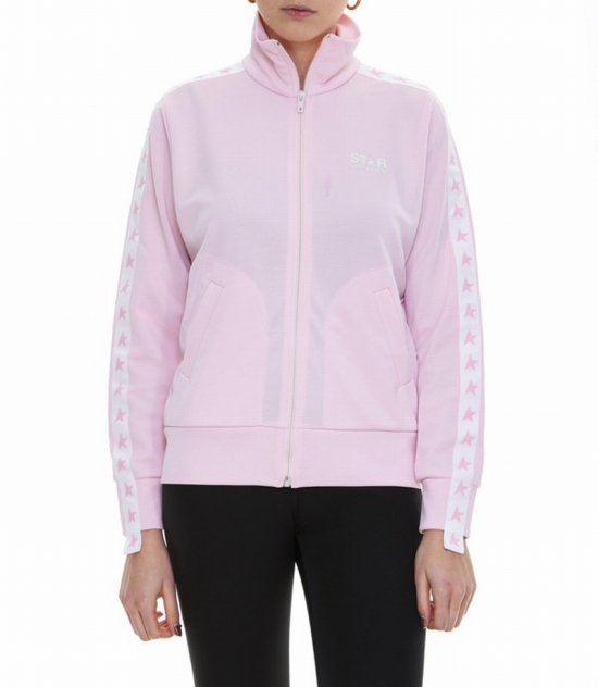 Tech Jersey Track Jacket W/ Grosgrain Trim In Rosa