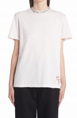 Golden Gosse Crystal Embellished Cotton T-shirt In Vintage White