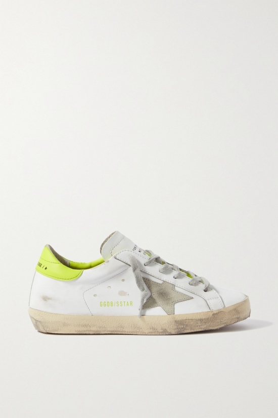 Superstar Distressed Leather Sneakers In White