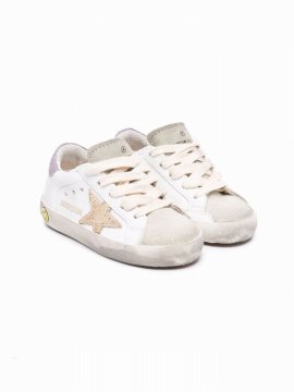 Kids' Star-patch Lace-up Sneakers In White