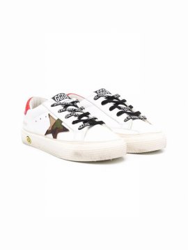 Kids' Superstar Distressed Lace-up Trainers In White