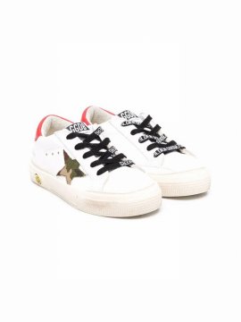 Kids' Girl's May Lace Up Leather Sneakers In White