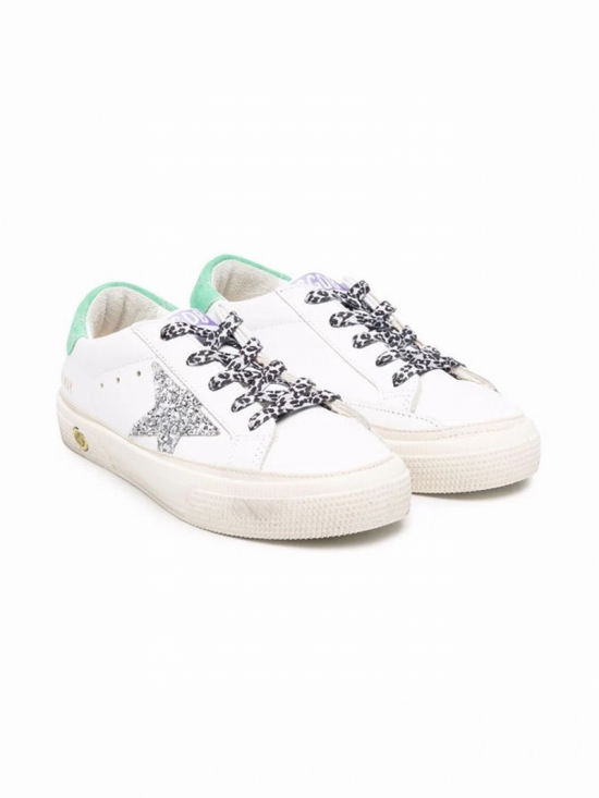 Kids' Glitter Star Sneakers In Bianca-verde-glitter