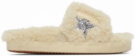 Beige Shearling Sandals In 15260 Beige/silver