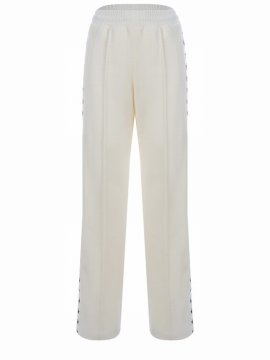 Star-print Trim Straight-leg Track Pants In Papyrus/black