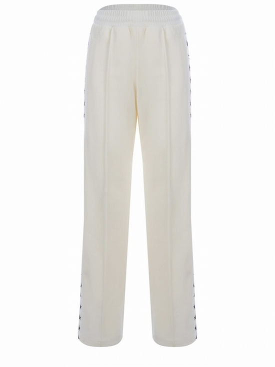 Star-print Trim Straight-leg Track Pants In Papyrus/black