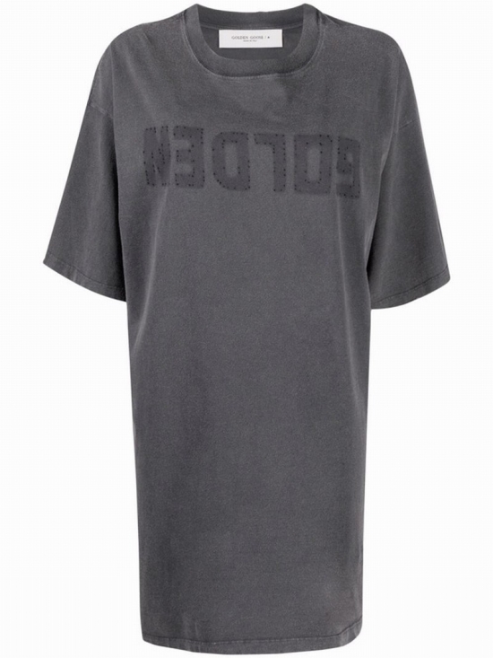 Logo-print Short-sleeved T-shirt Dress In Grey