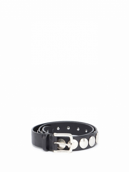 Belt Trinidad Washed Leather Studs In Black