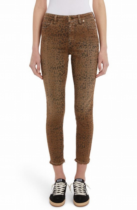 Golden Leopard-print Skinny Jeans In Brown