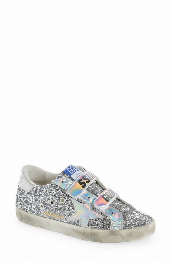 Old School Glitter Low Top Sneaker In Silver/ Iridescent