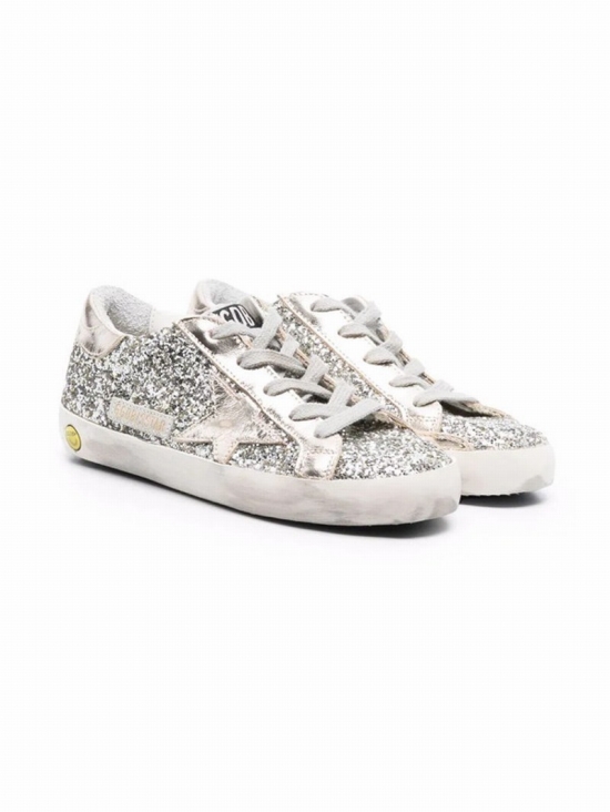 Kids' Super-star Sneakers With Glitter In Metallic