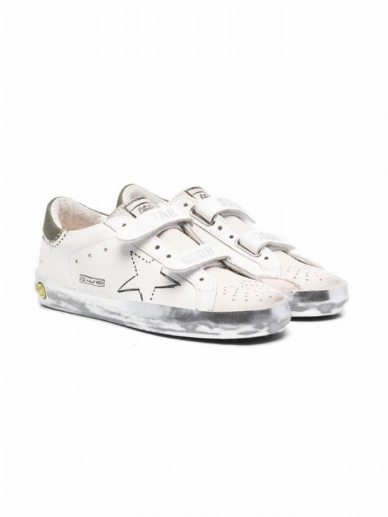 Kids' Old School Touch-strap Sneakers In White