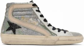 Silver & White Slide Classic High-top Sneakers In 81535 Green Camoufla