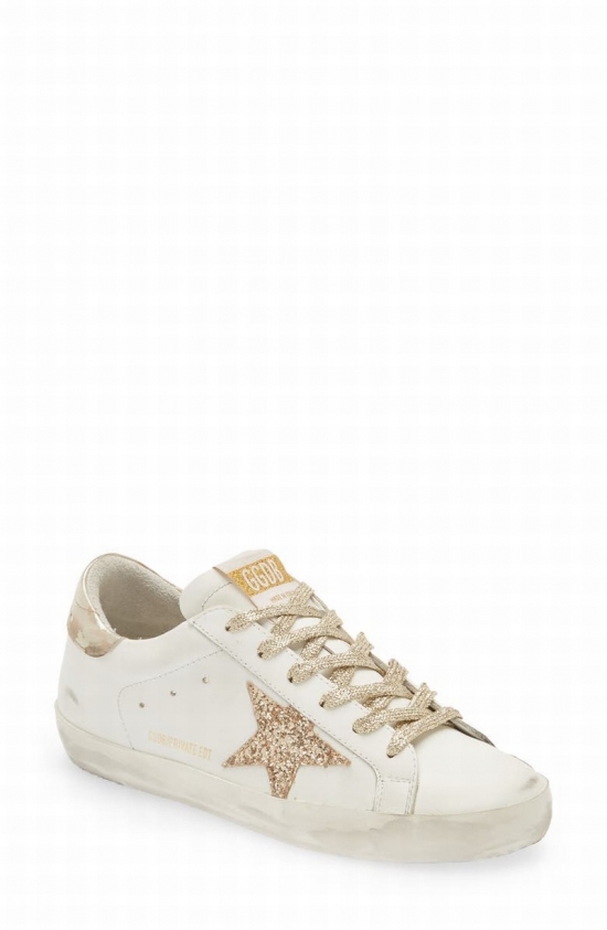 Super-star Low Top Sneaker In White/ Gold