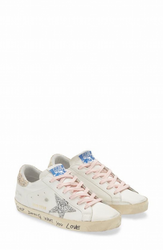 Super-star Low Top Sneaker In White/ Silver/ Beige Leo