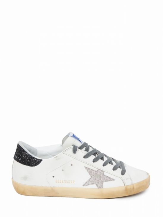 Super-star Leather Upper Cocco Printed Leather Glitter Heel In White