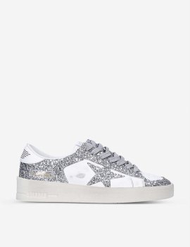 Women's Silver Women's Stardan 80185 Glitter And Leather Low-top Trainers