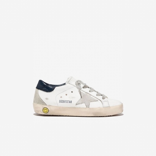 Kids' White Super-star Leather Sneakers