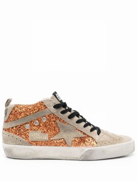 Star Glitter-embellished Sneakers In Orange