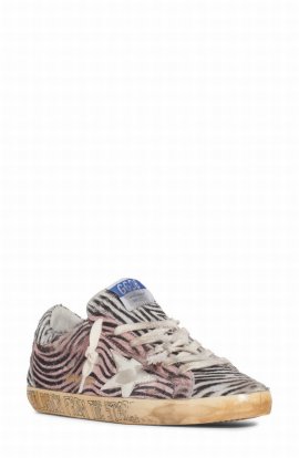 Super-star Genuine Calf Hair Sneaker In Pink/ Black/ White Calf Hair