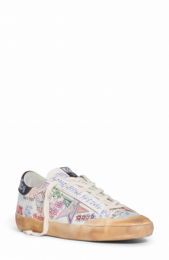 Super Star Graffiti Sneaker In White/ Silver/ Black