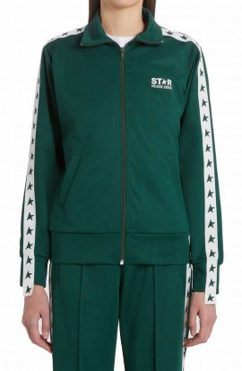 Denise Star Logo Track Jacket In Bright Green/ White