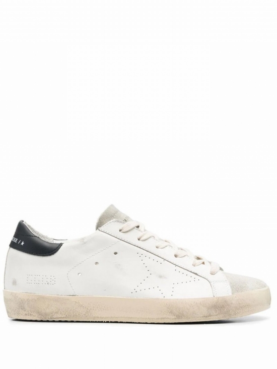 Super-star Distressed Lace-up Trainers In White